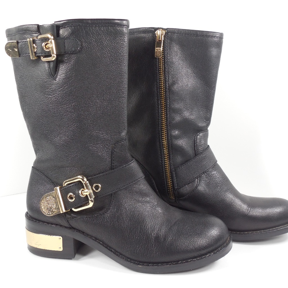 Vince Camuto Winchell Black Leather Boots Size 6
